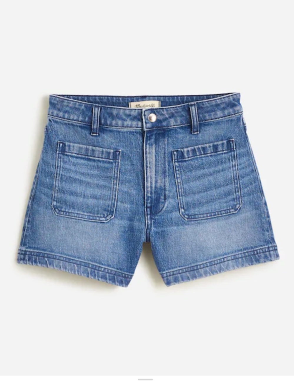 New Madewell Emmett Patch Pocket Marine Sailor Denim Jean Shorts Size 26 - Picture 5 of 12